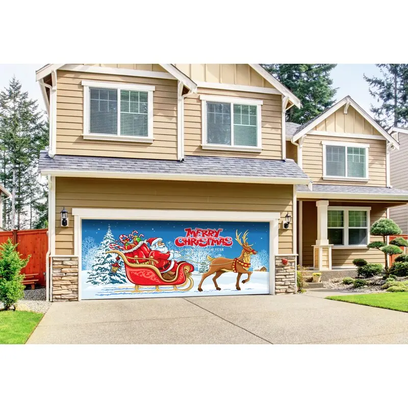 

7 X 16ft Christmas Decorations Holiday Garage Door Banner Mural Wall Banner
