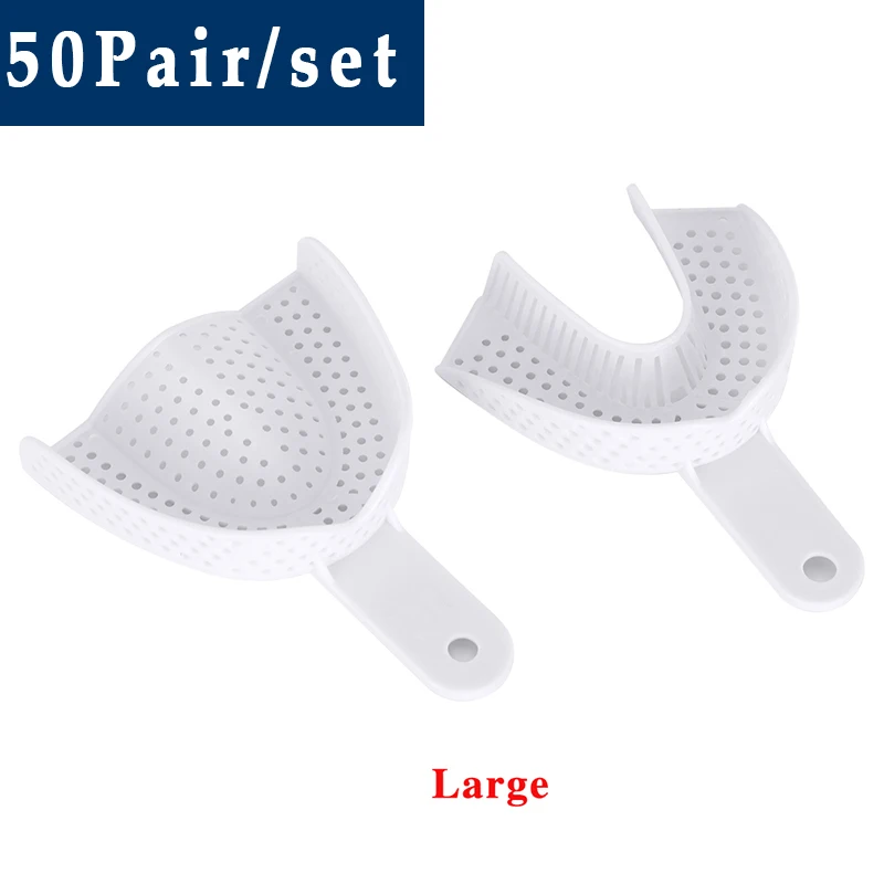 50 Pair Dental Disposable Plastic Impression Trays Perforated S/m/l Bite Tray Teeth Holder Oral Care Dentist Lab Materials Tools