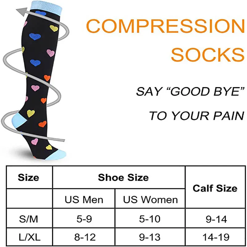 Compression Socks for Men and Women 20-30 MmHg Care Sports Travel Flight Socks Shin Splints Knee Length Relieve Leg Fatigue