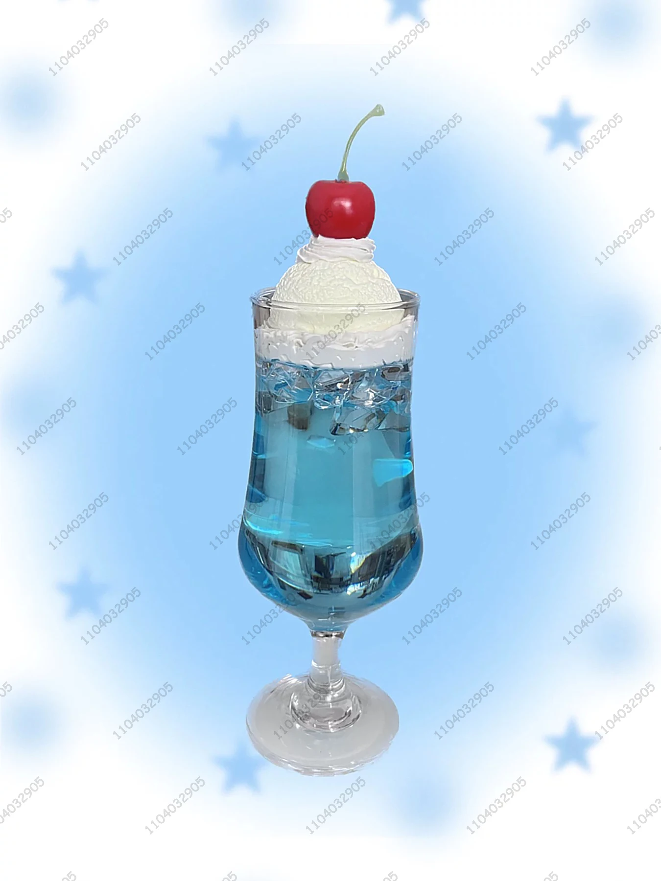 Blue Soda Drink Cup Craft Soda Ice Cream Topping Glass Cup Creative Gift Handicraft Desk Ornaments Girls Room Decoration Gift