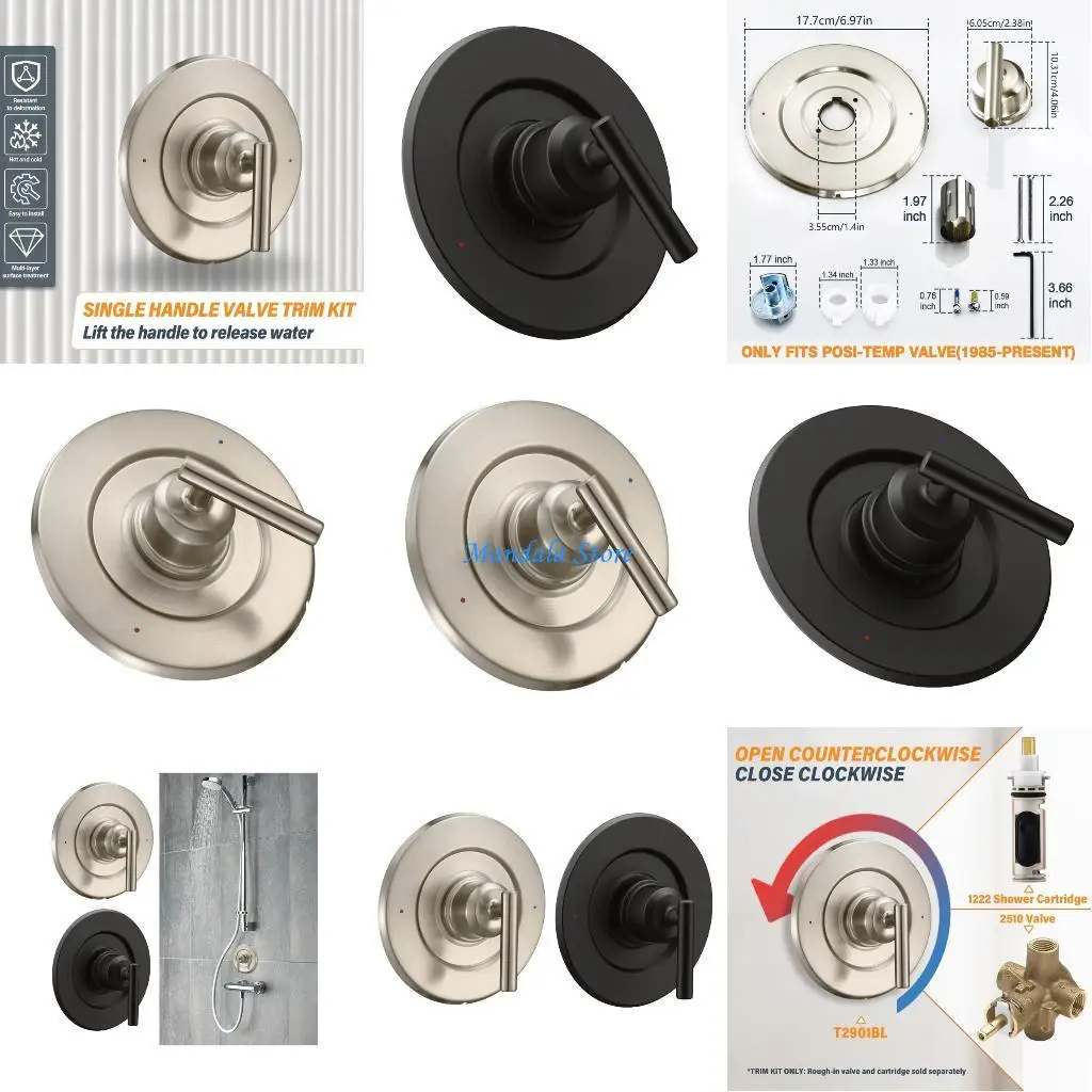 

U2JC Shower Faucet Trim Set for 2520 Shower/Tub Pressure Balanced Valves Metal Steels Shower Trim Plate