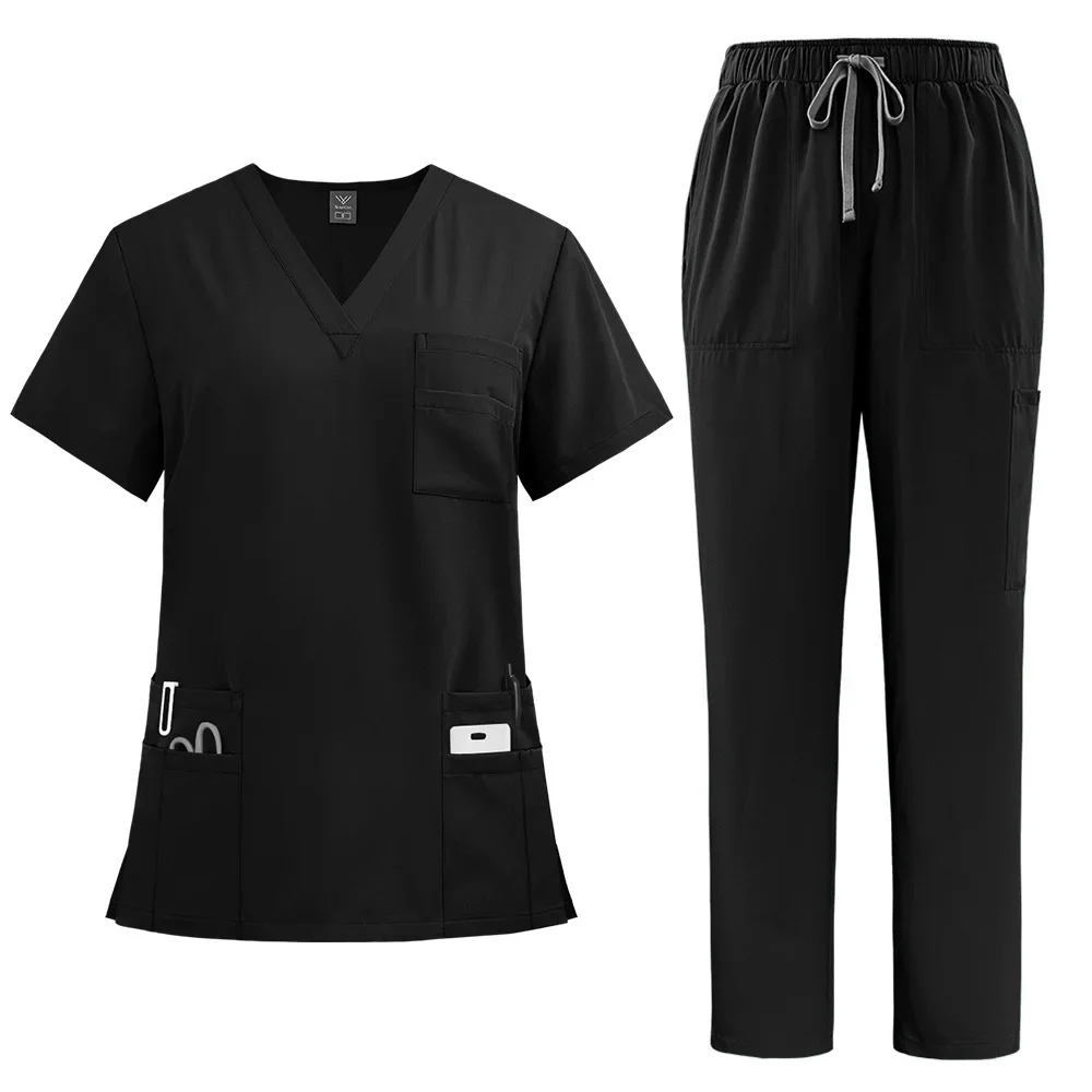 Vrouwen Medische Uniformen Slim Fit Scrubs Sets Tops Rechte Broek Verpleegkundigen Accessories Tandheelkundige Kliniek Schoonheidssalon Werkkleding Kleding