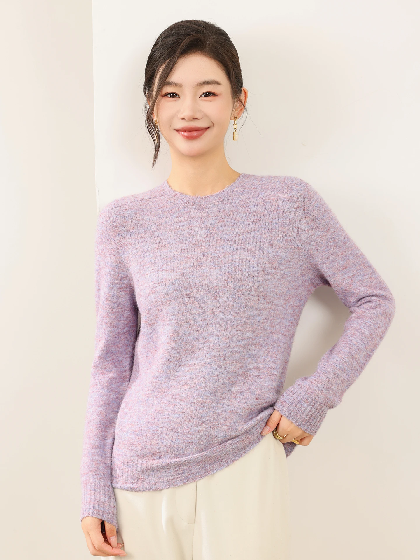 

Basic Autumn Winter Woman Sweater Floral Yarn 100% Merino Wool Knitted Pullover Ladies Long Sleeve Clothing Tops Casual Jumper