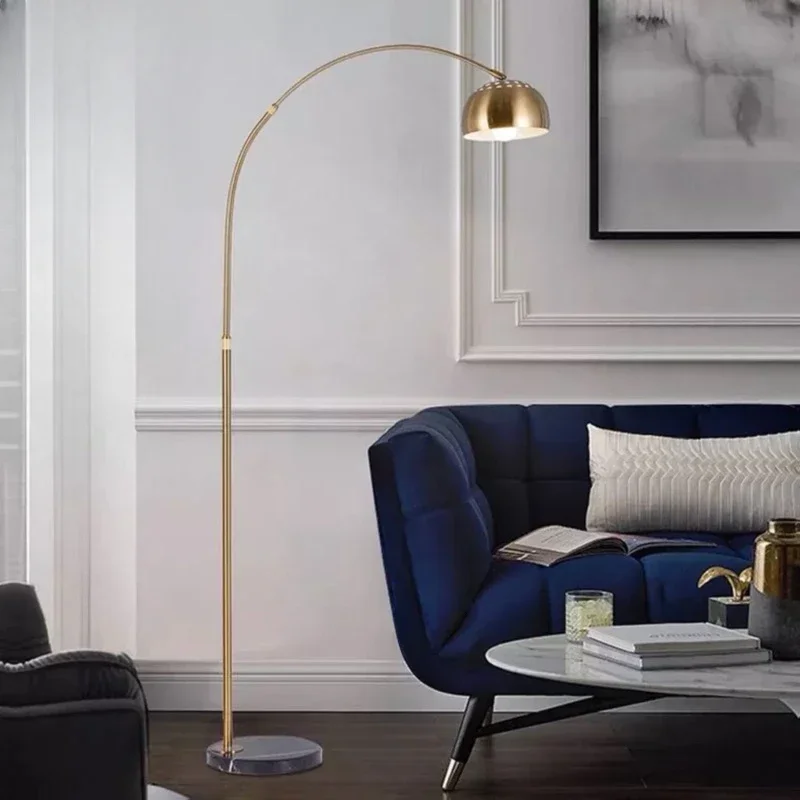 

Fishing lamp floor LED lamp bedroom living room copper color vertical sofa floor table lamp