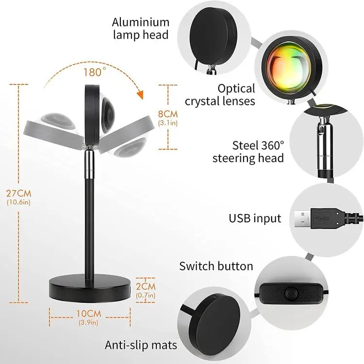 Heißer Verkauf Sonnenuntergang Lampe Projektion 16 Farben Fotografische Regenbogen App Musik Rhythmus Led Nachtlicht Projektor Sonnenuntergang Lampe Großhandel