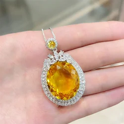 New Arrival Silver 925 Necklace For Women Jewelry Set Bright Crystal Oval Pendant For Lady Choker Accessories