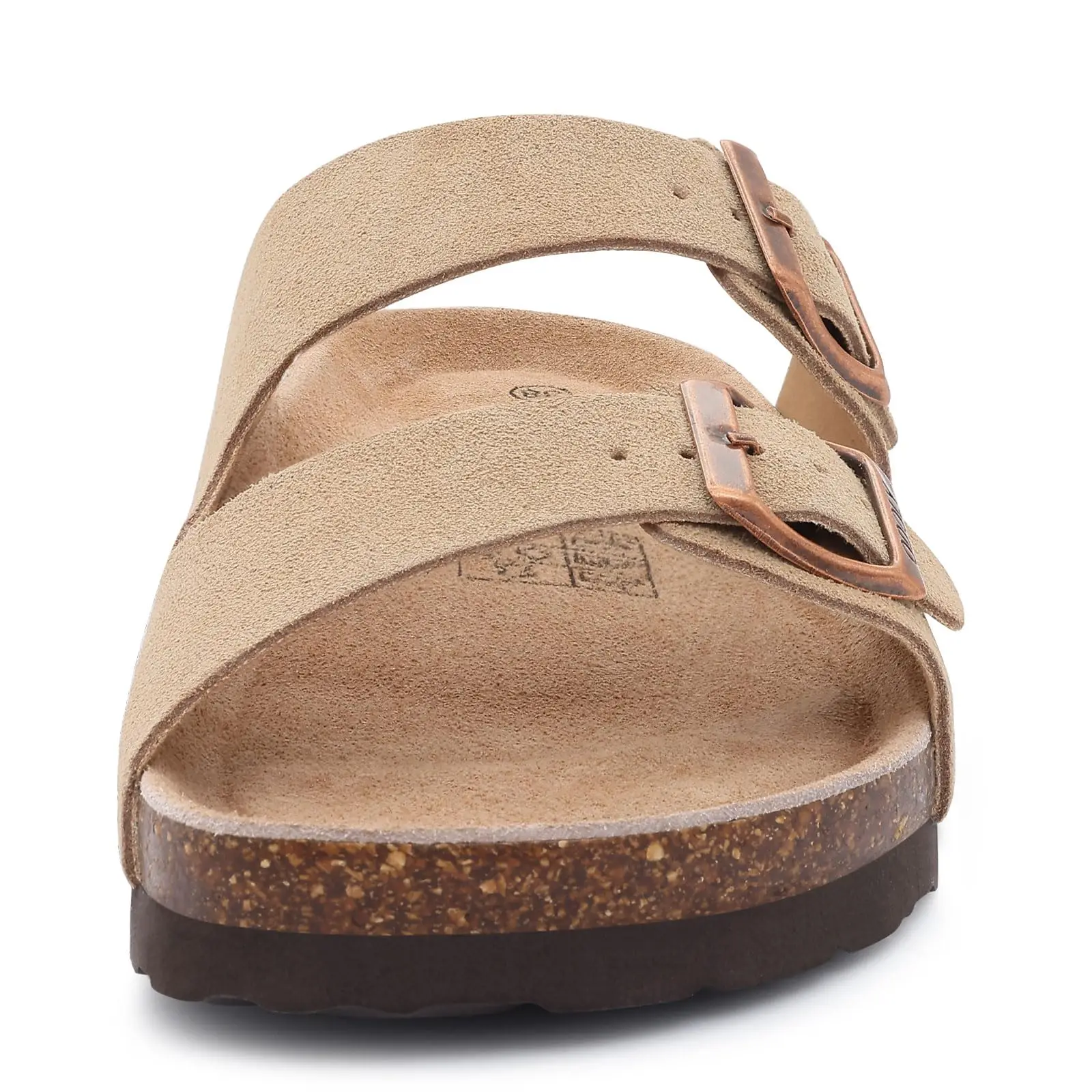 Eyriphy Summer Fashion Flat Slide with Arch Support Unisex Cork Sole Sandals Men and Women's Double Buckle PVC Material Slippers