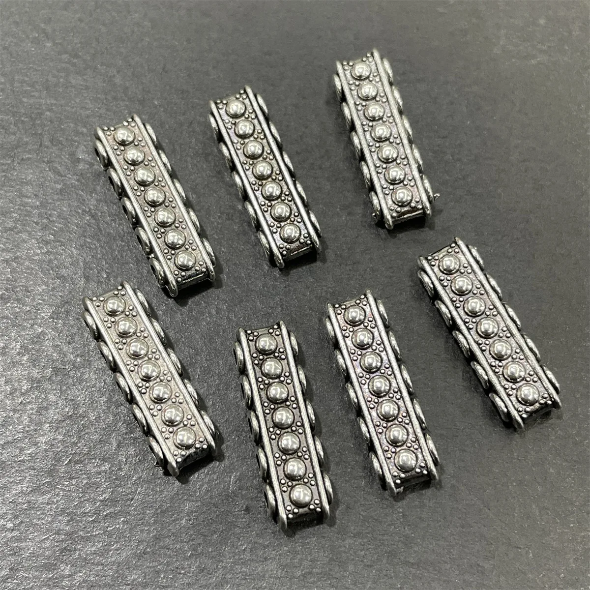 Juya 10Pcs/Lot Antique Silver Plated Jewelry Components 5 Holes Separator Spacers For DIY Natural Stones Beadwork Jewelry Making