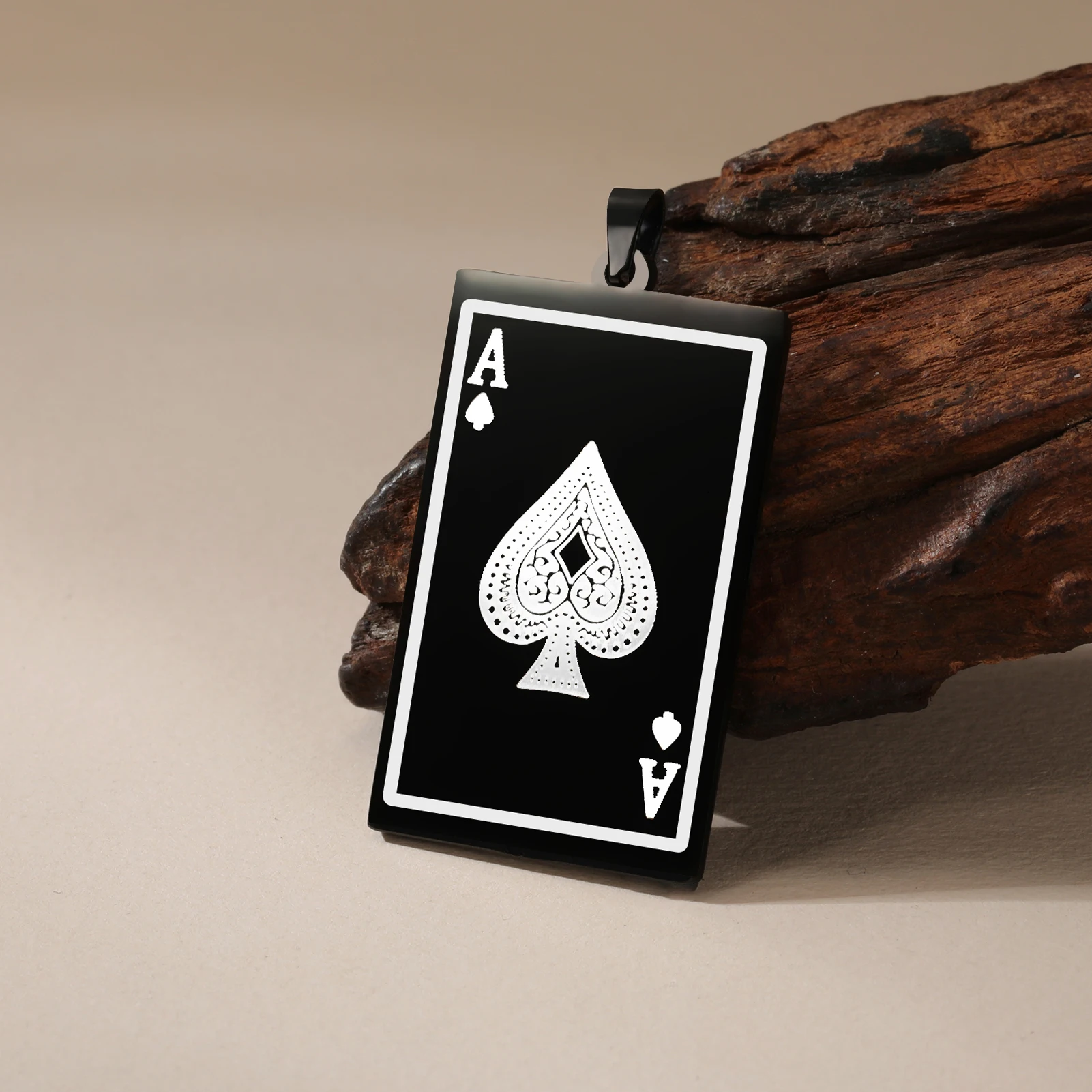 EUEAVAN 1pc Lucky Ace of Spades Stainless Steel Pendant Poker Card A Charms DIY Necklace Keychain Jewelry Making Supplies Gifts