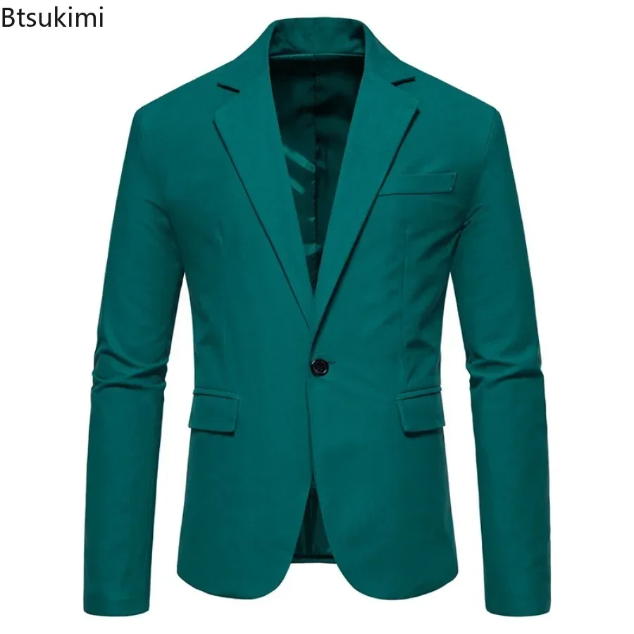 New Business Casual Suit Jacket High-grade Men's Suede Single Button Solid Slim Blazers 2025 Male Wedding Groom Dress Suit Tops