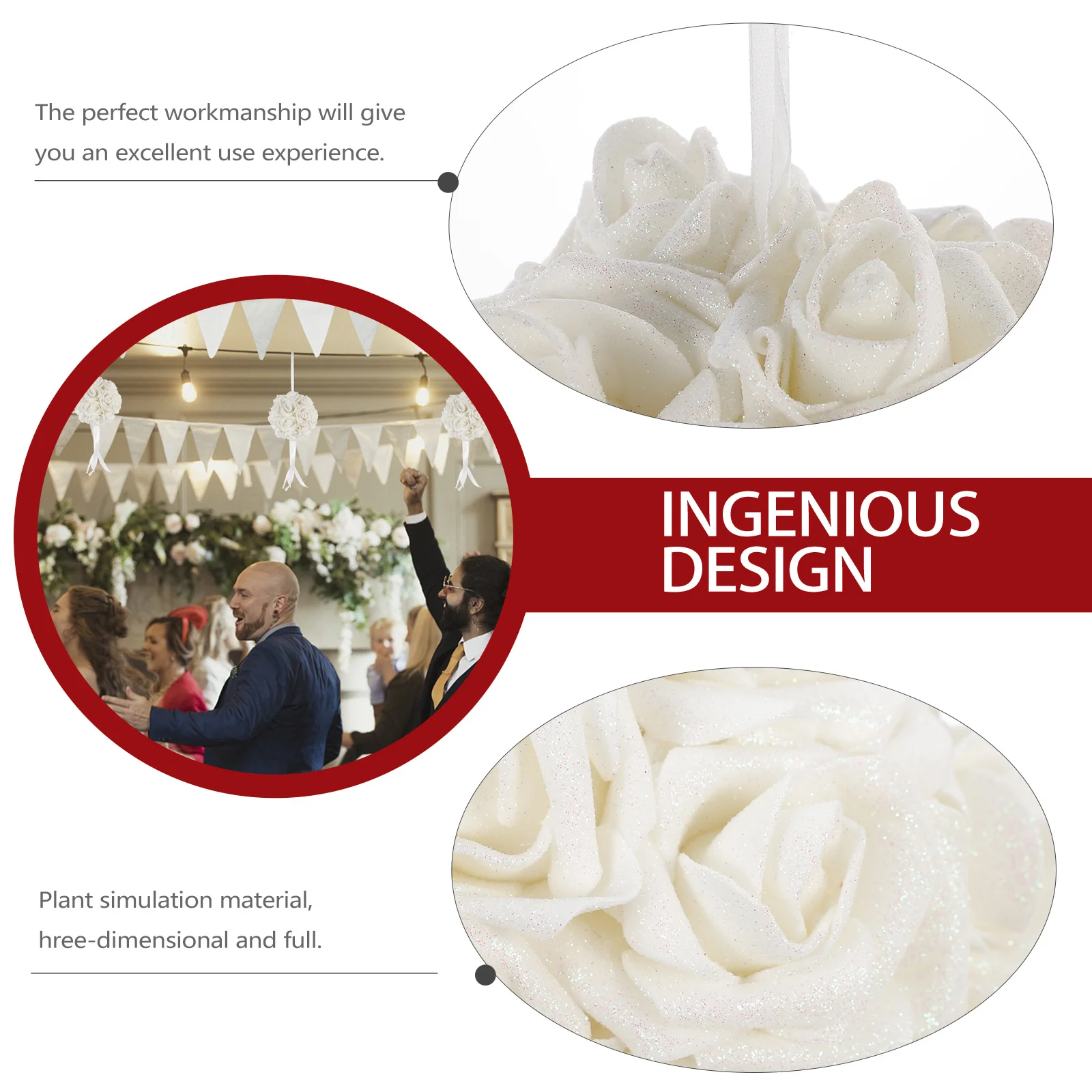 

Premium Simulation Rose Flower Ball Elegant Wedding Holiday Decoration Hanging Ornament for Ceiling Party Layout Design