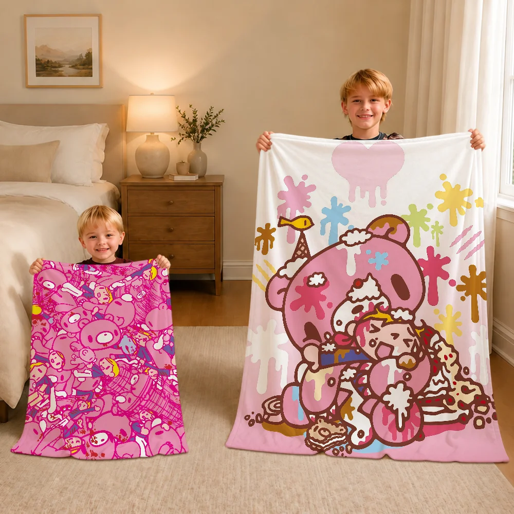 Cute Fun G-Gloomy Bear Cartoon Warm Soft Plush Blanket For Sofa Living Room Nap Home Bedroom Travel Gift Flannel Pet Hogar