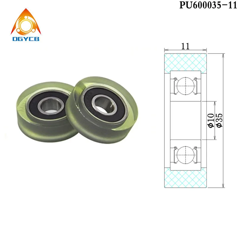1pcs 10x35x11 PU Coated Roller With 6000RS Bearing PU600035-11 35mm Diameter Plastic Bearing 10*35*11 Polyurethane Rubber Wheel