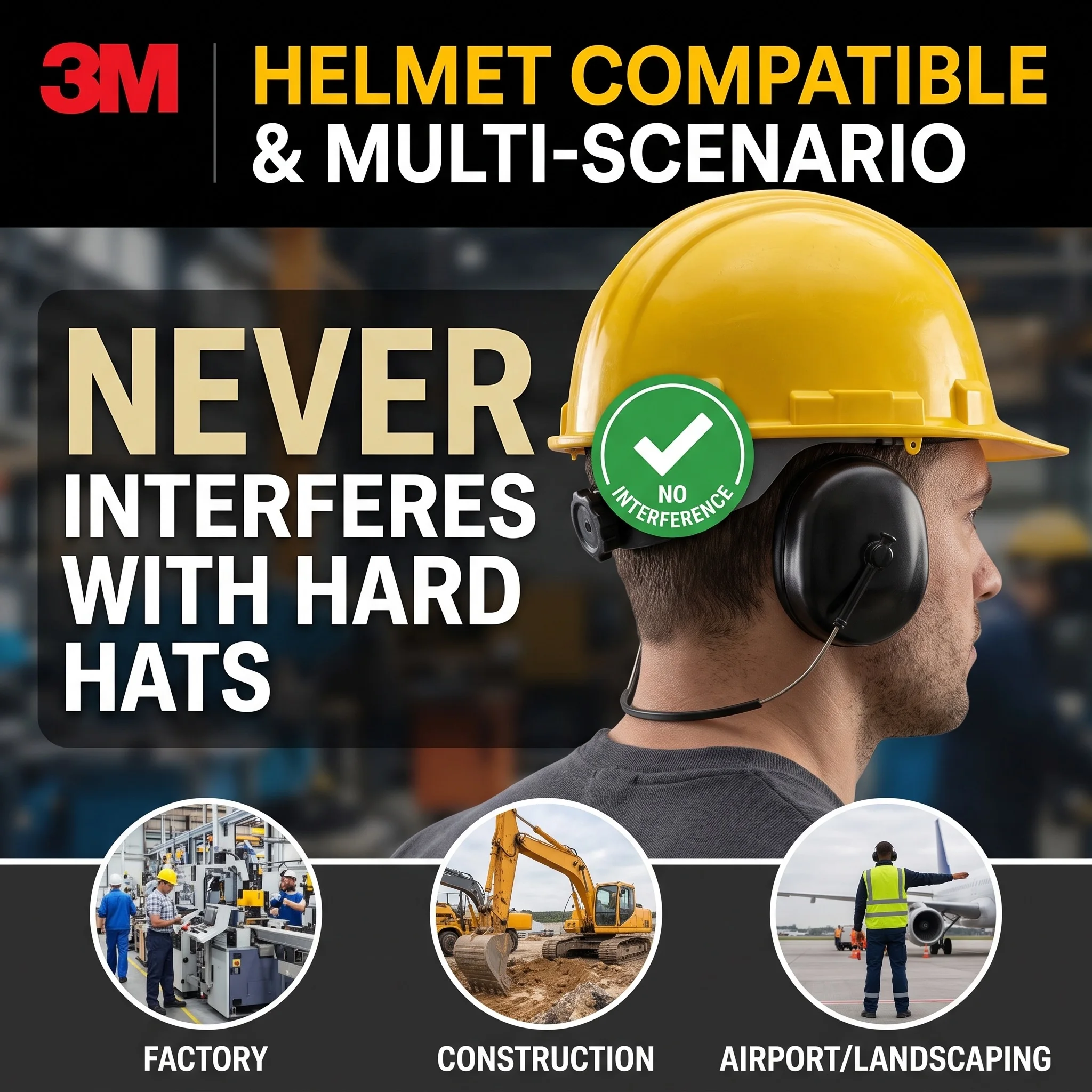 3M PELTOR H7B Behind-The-Neck Ear Protection Earmuffs Noise Cancelling Industrial Hearing Defenders Adjustable Muffs