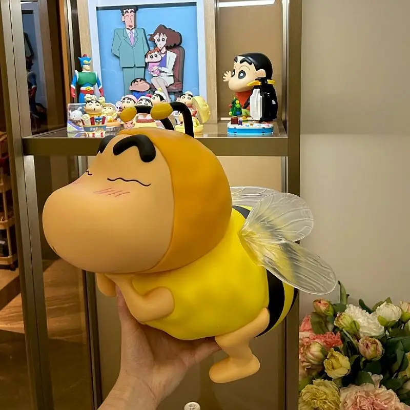 22cm Crayon Shin Chan Anime Figure Bee Cosplay 1:1 Shin-Chan With Light Large Action Figurine Collectble Models Gift Toy