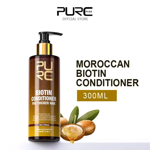 PURC 모로코 아르간 오일 비오틴 컨디셔너, 부드러운 스트레이트닝 헤어 리페어, 손상된 곱슬 두피 트리트먼트 컨디셔너, 헤어 케어