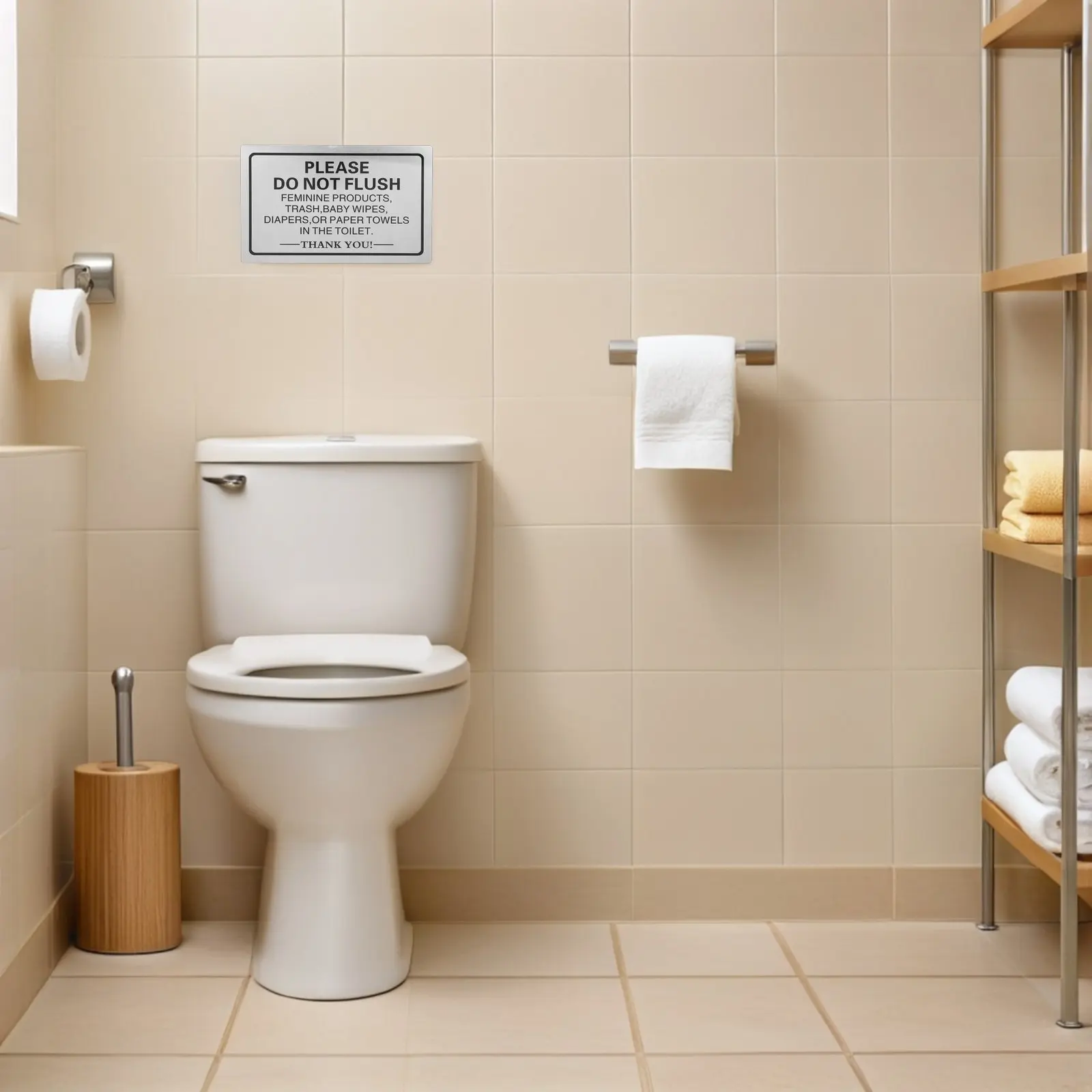 2Pcs Bathroom Sign Aluminum Do Not Flush Reminder Toilet Door Wall Decor 23x15cm Office Home Septic System Warning Sign