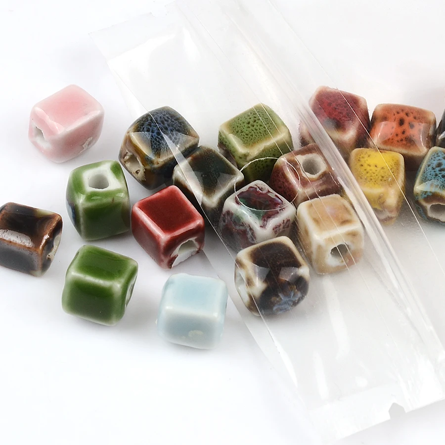 8/10mm Vintage Square Ceramic Beads Loose Spacer Beads for Jewelry Making Handmade Diy Materials Bracelet