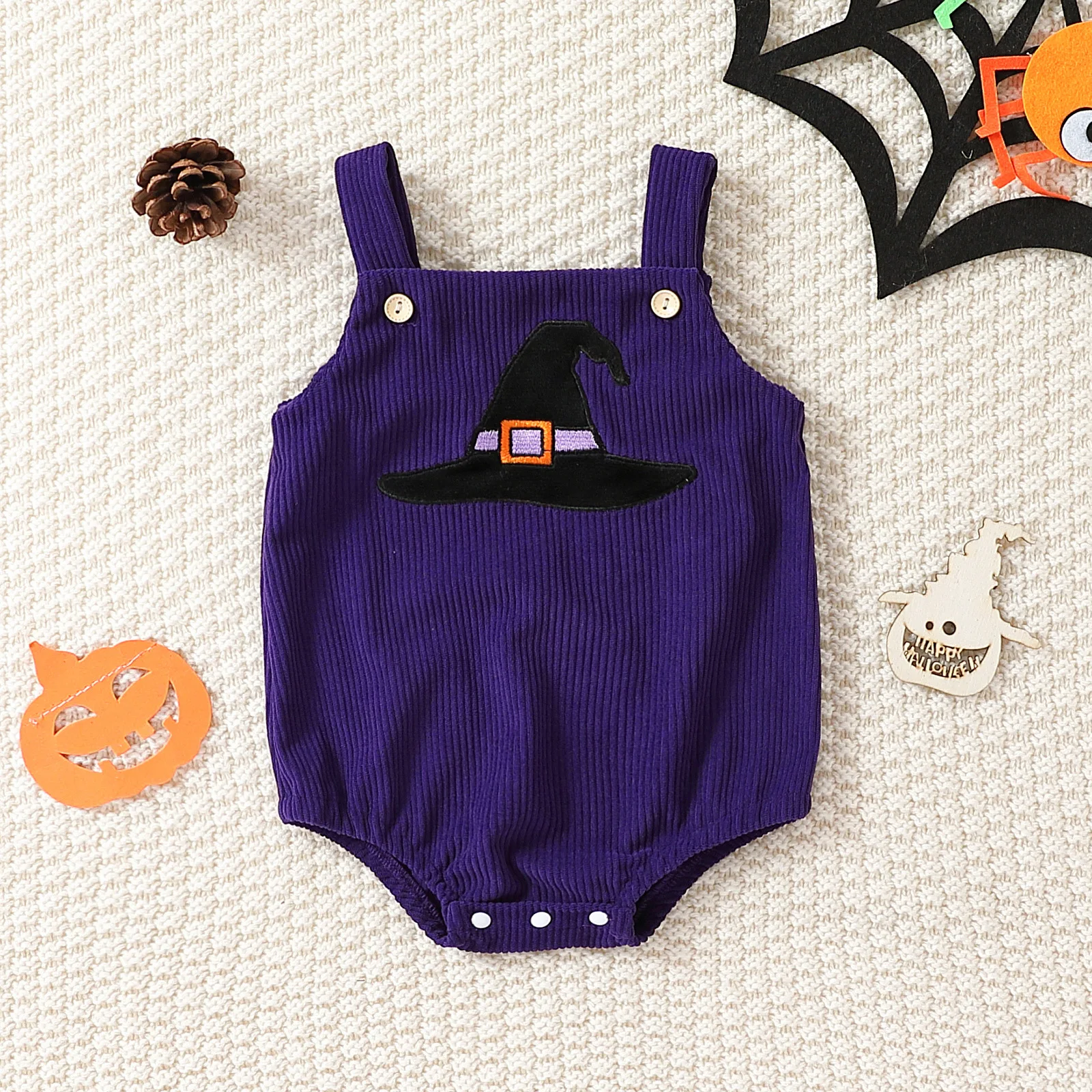 Girl Corduroy Romper Kids Embroidered Sling Triangle Romper Halloween Clothing 0-18M