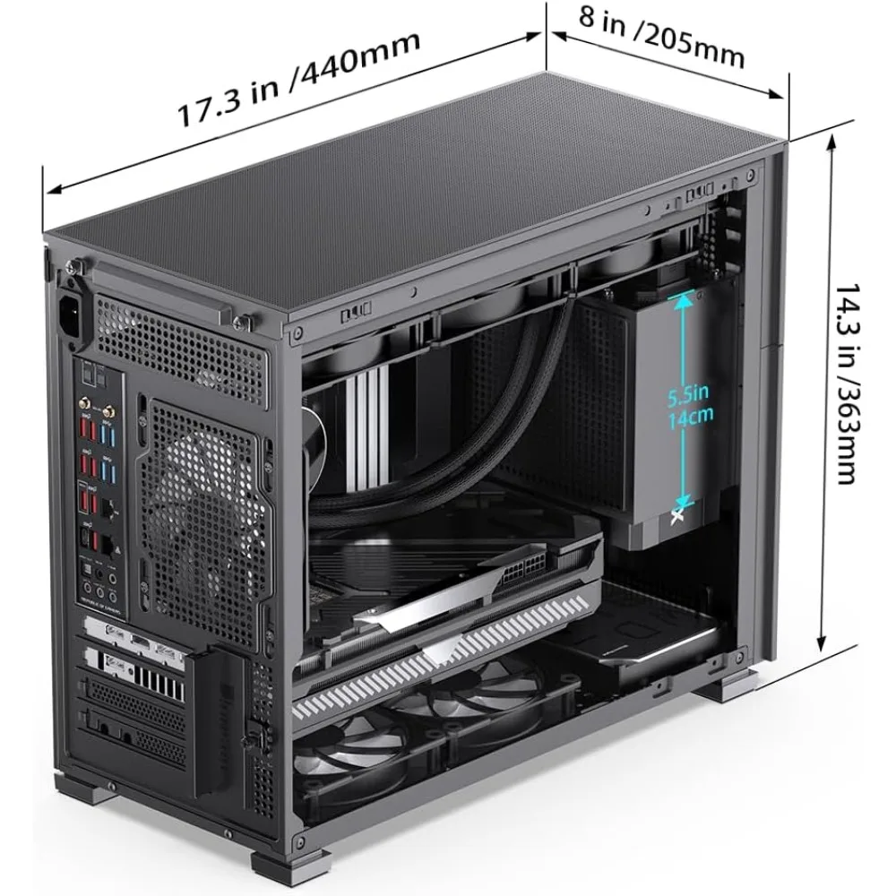 ATX PC Case with Screen, M-ATX/ITX Motherboard, Support RTX 4090(335-400mm) GPU 360, Power ATX/SFX: 100mm-220mm, Computer case