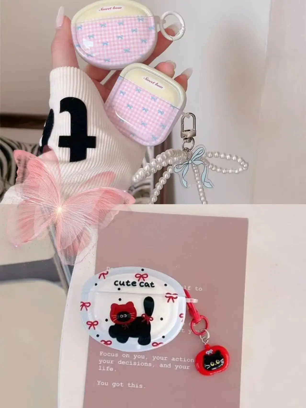 Protective Case for Huawei Freeclip2 Clip Earphone Cover Heart Pink Grid Splicing for Huawei Freebuds 7i/6i 4E SE3 Pro4