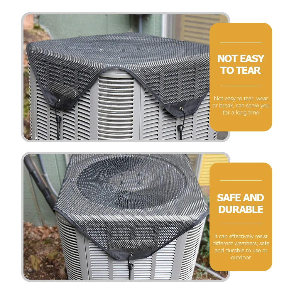 Premium Mesh Air Conditioner Cover for Outdoor Unit Dust Proof Rain Proof Insect Resistant Adjustable Elastic Cords Fit Most Ac