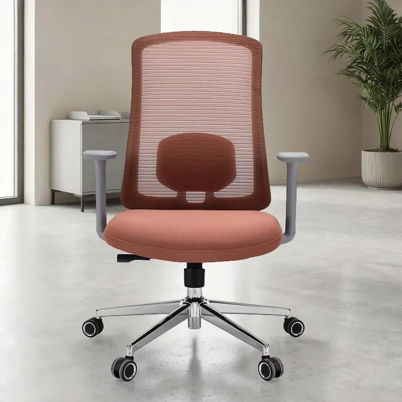 #￥Mid Back Ergonomic Office Chair Compact Design Lumbar Support 360° Swivel Mesh Back for Small Home