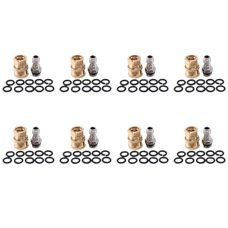 8X Pressure Washer Adapter Set,1/4 Inch Quick Disconnect Kit With 80 Pack O-Ring.5000 Psi-B51B