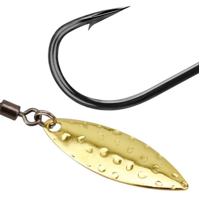 Silver Carbon Steel Fishhead Hook Double Hook Blood Groove Hook With Willow Leaf Glitter Luya Fishhook 7g10g17g Fishing Gear image 3