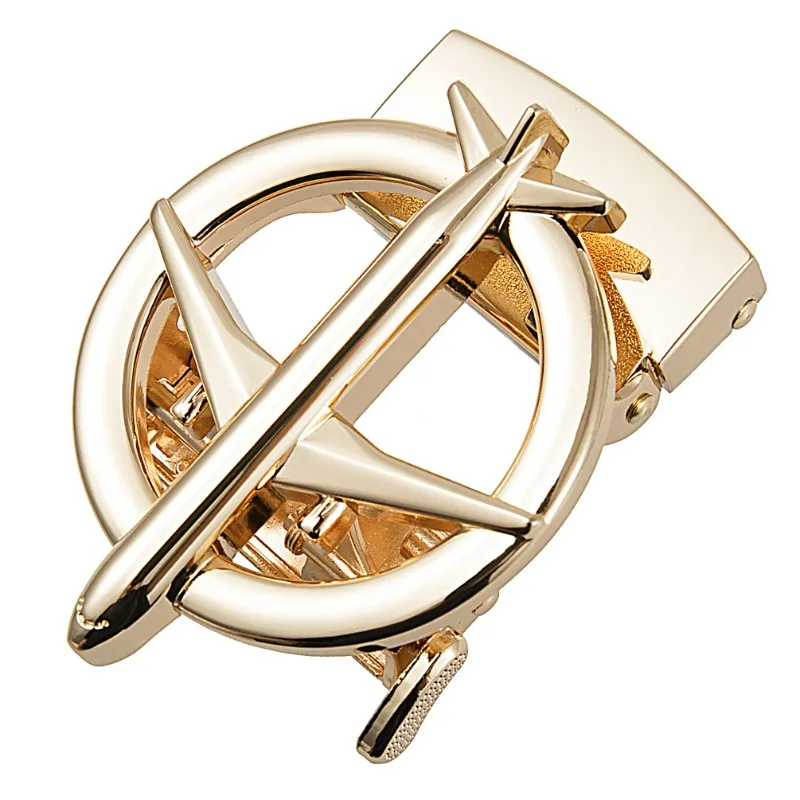 Fashion Casual Belt Buckle Airplane Pattern Solid Color Round Alloy Automatic Buckle Belt Accessories 3.5cm