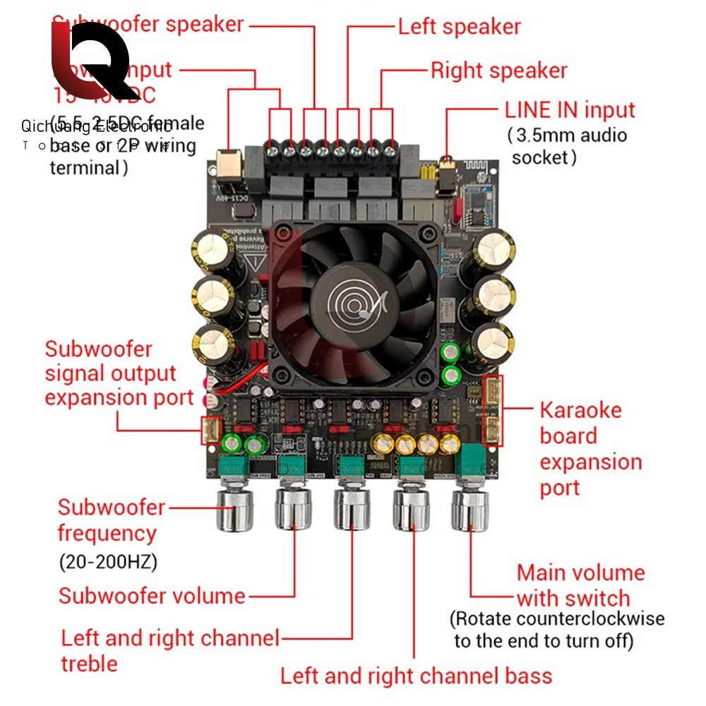 ZK-APTX2 DC15-40V 2.1 kanałowy wzmacniacz mocy 200W + 200W + 400W moduł wzmacniacza audio HiFi NE5532 Chip dla modułu Qualcomm QCC3034