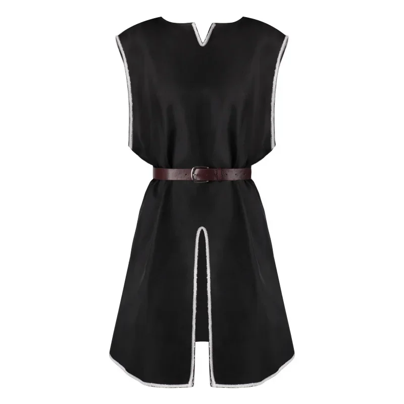 Erwachsene Männer mittelalter liche Renaissance Krieger Ritter Kostüm Robe ärmel los mit Gürtel mittelalter lichen Cosplay Männer Rundhals Tunika Mantel