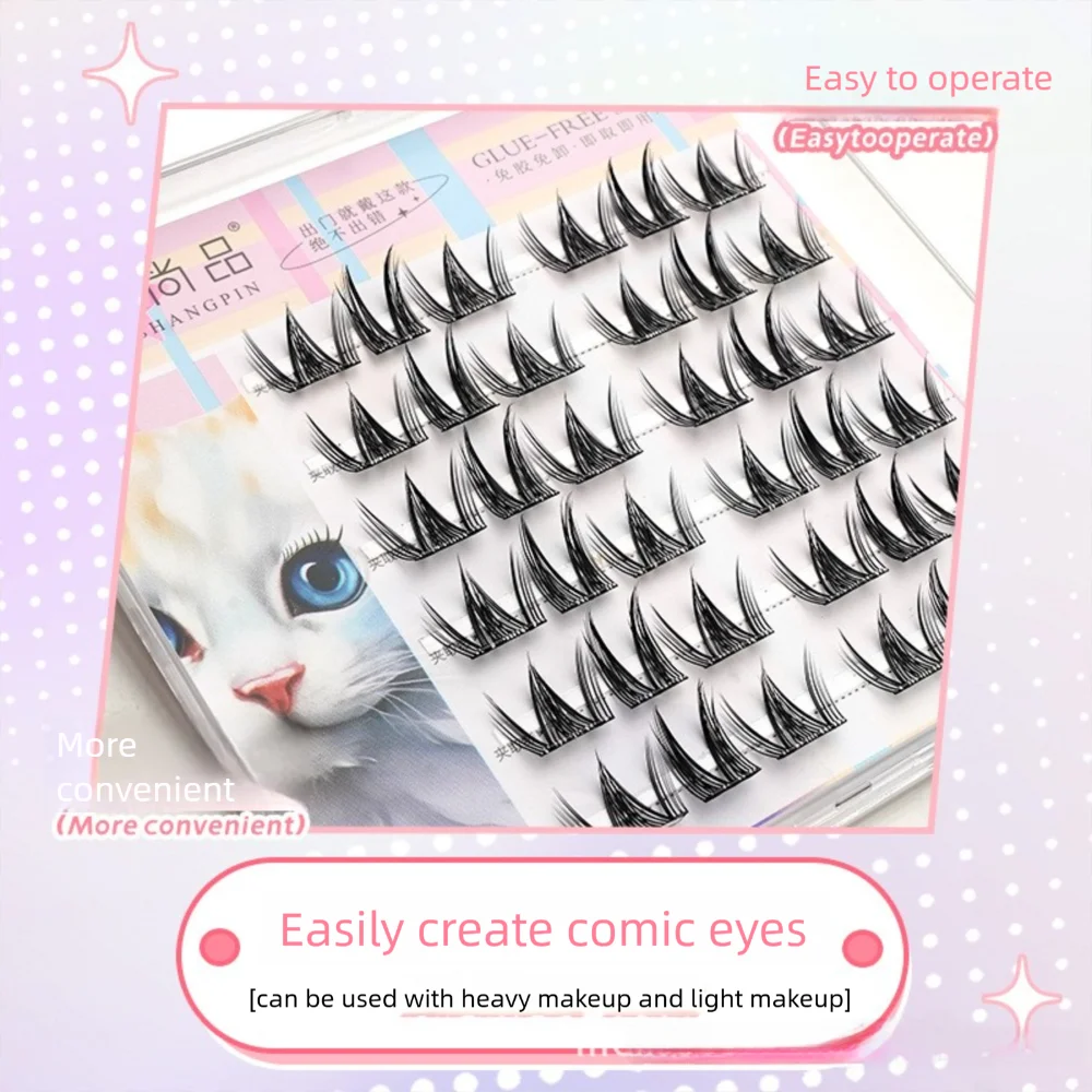 Faux-cils auto-adhésifs naturels, moelleux et doux, sans colle, Extension de cils Manga, maquillage pour les yeux