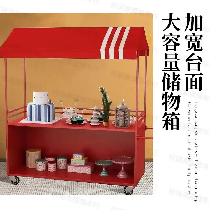 عربة كشك للوجبات الخفيفة، عربة ترويجية للسوق الليلي، عربة كشك للمشاهير على الإنترنت المحمول في الهواء الطلق، عربة كشك للمشاهير والشاي والحليب على الطريق #5