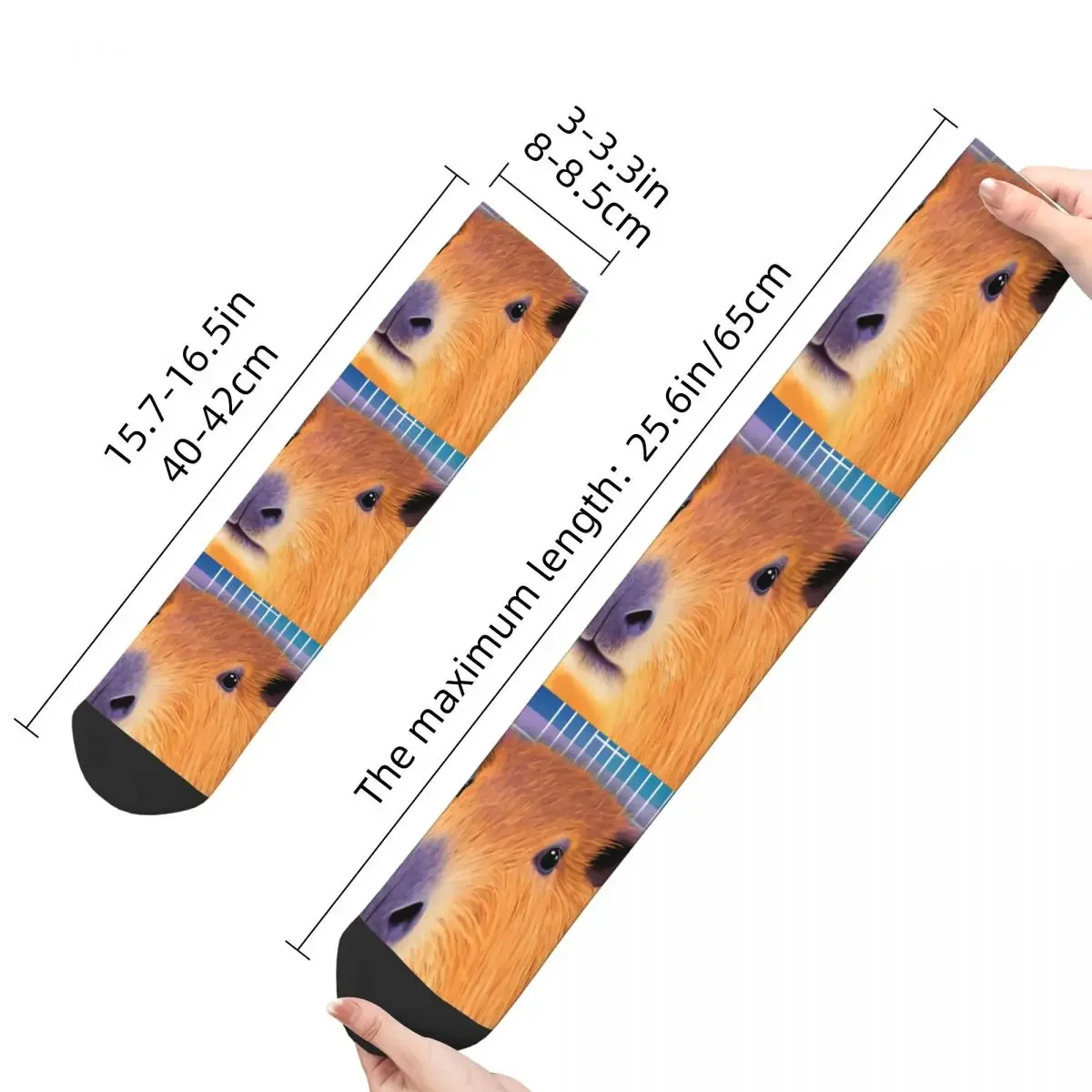 Happy Men's Socks Meme Techno Vintage Harajuku Capybara Hip Hop Novelty Crew Crazy Sock Gift Pattern Printed image 4