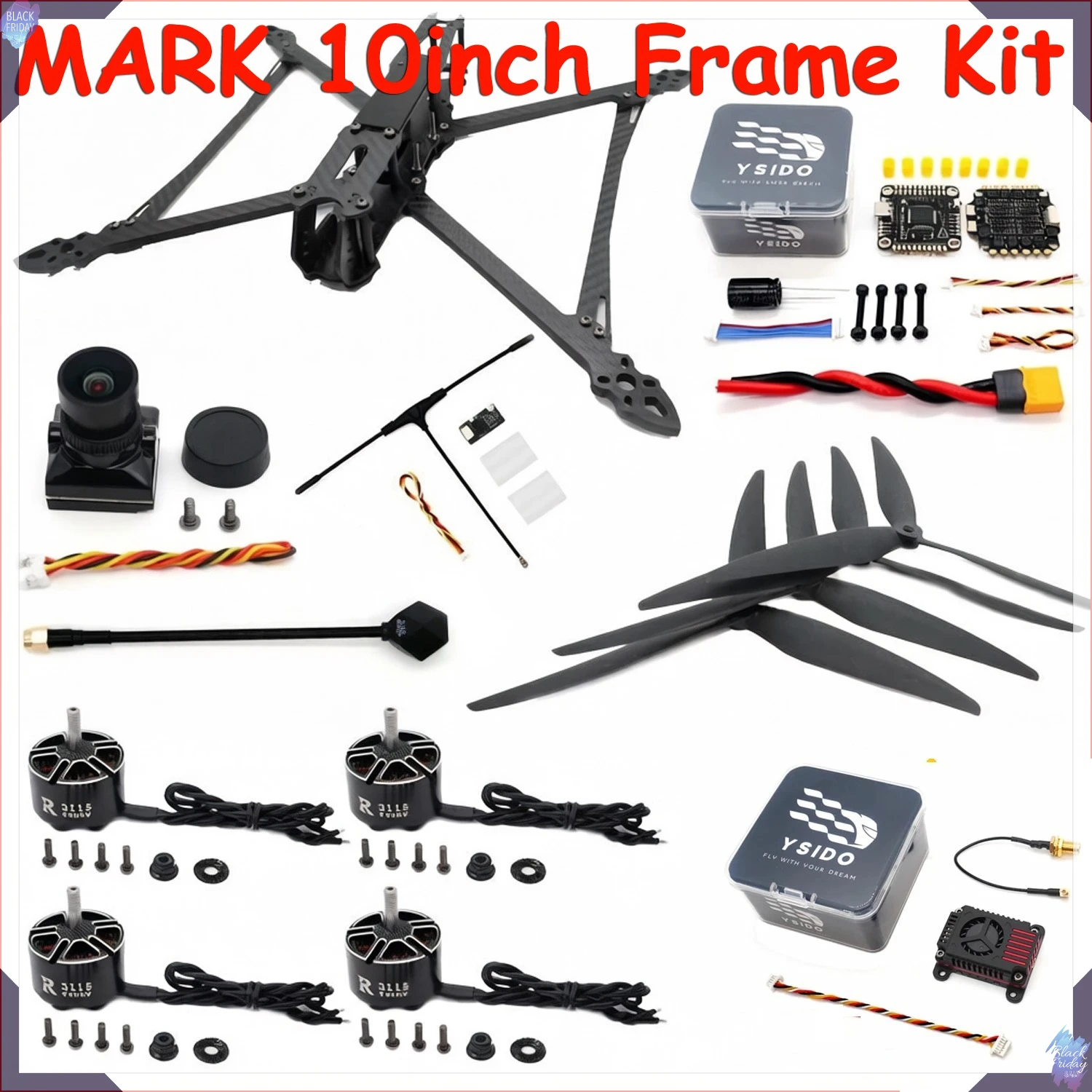 Image of MARK Mark4 V2 10-Zoll 427mm Rahmenkit 3115 Motor F722 Flugsteuerung 60A ESC Kamera Propeller ELRS Antenne für RC FPV Renndrohne