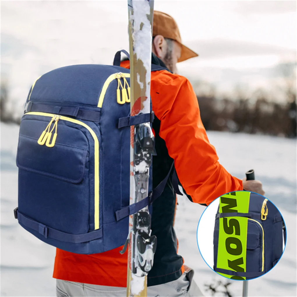 50L Blue Travel Ski Backpack for Ski Helmets, Goggles, Gloves, Skis & Other Accessories