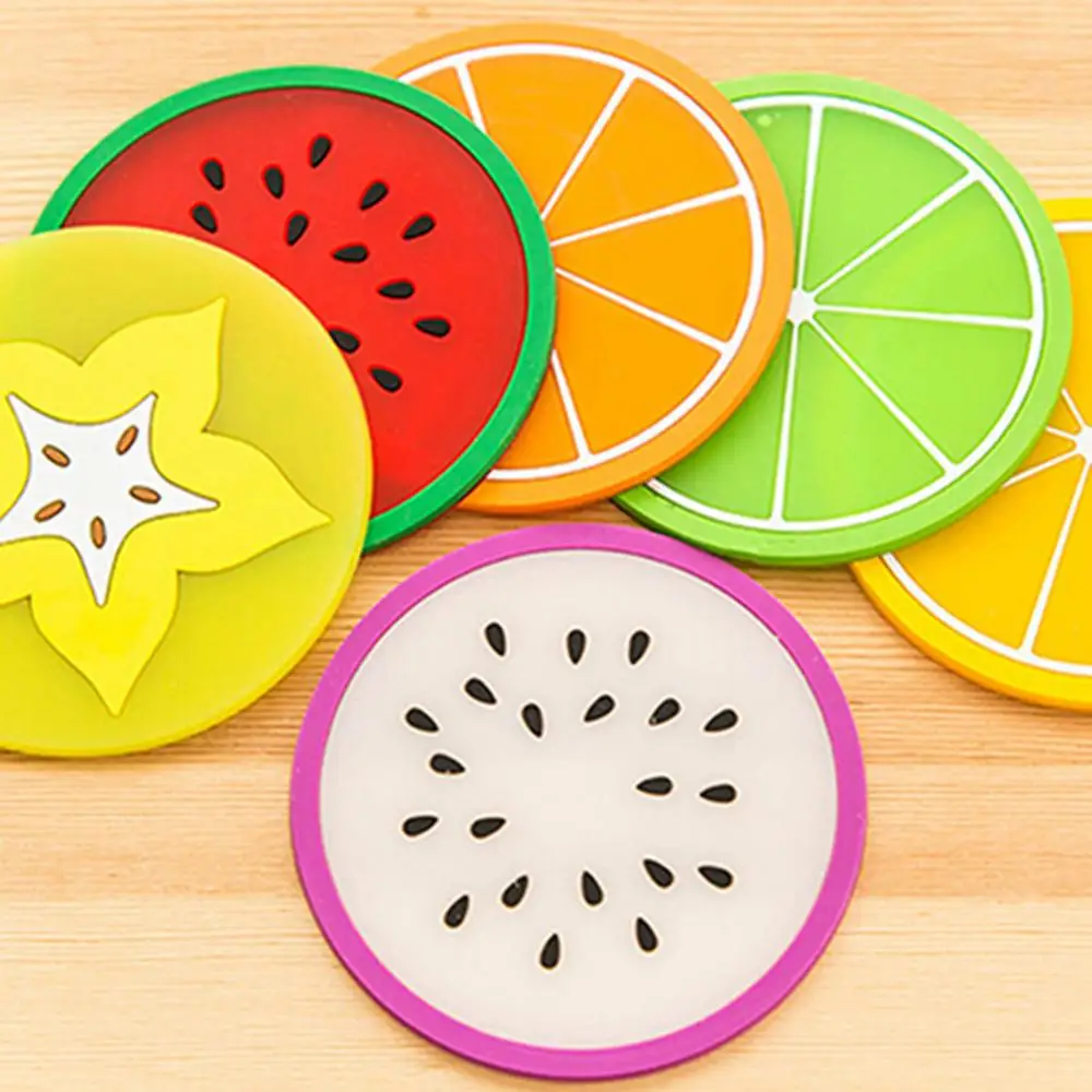 Japanese Fruit Shaped Coaster Silicone Dining Table Placemat Coasters Kitchen Mat Cup Mug Heat-resistant Fruits Coffee Drink Pad