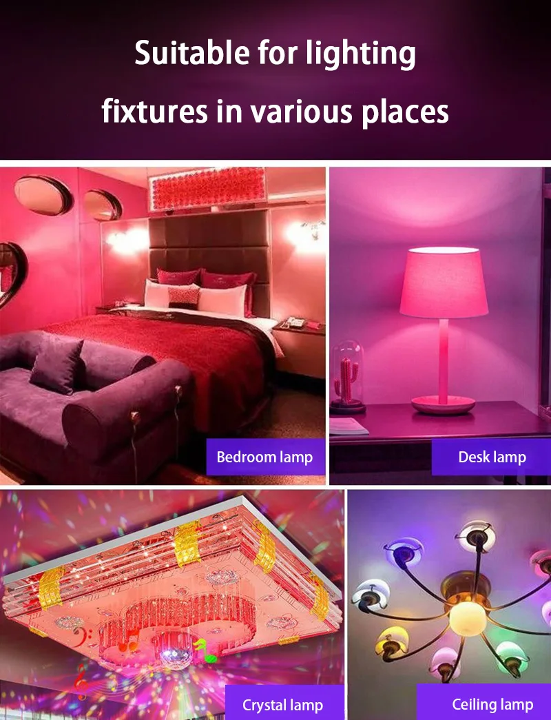 16 Colors 220V RGB Bulb LED Multicolor Bulb E27 Household Lighting Dimmable 24 Key Remote Control Smart Lamp Atmosphere Light