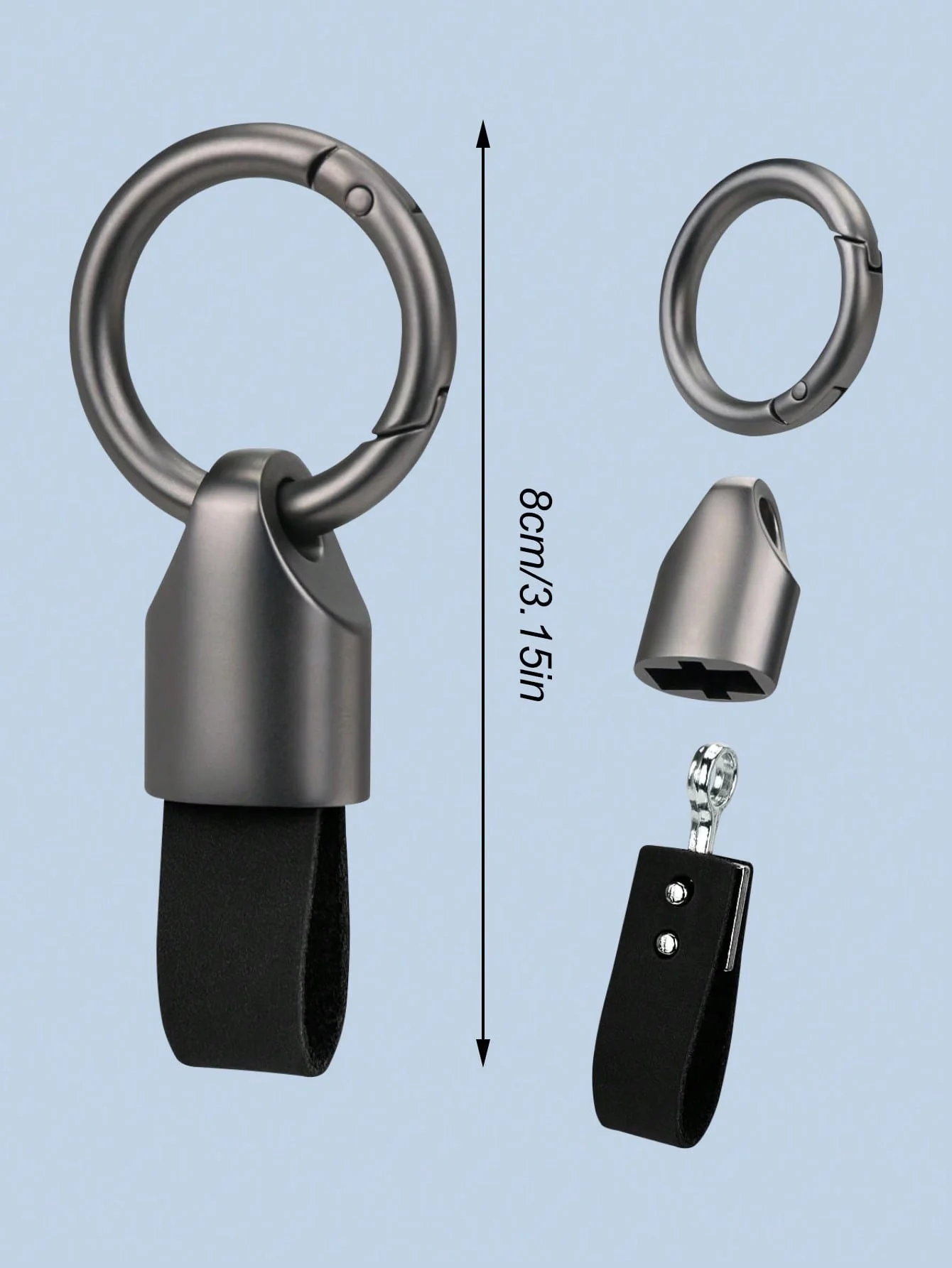 고품질 아연 합금 자동차 키체인, 짧은 분실 방지 키체인, 스웨이드 스트랩, 패셔너블한 키체인 클립, 남녀 공용, 벨트 클립 D