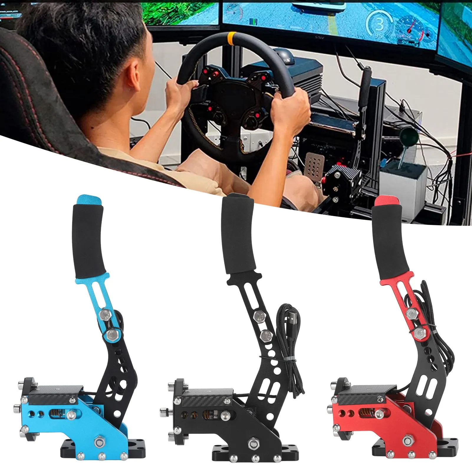 

PC USB Handbrake Professisonal 16Bit Simulate Linear Handbrake Easy To Assemble with Fixation Clamp Plate for G27 G29 G920 G923