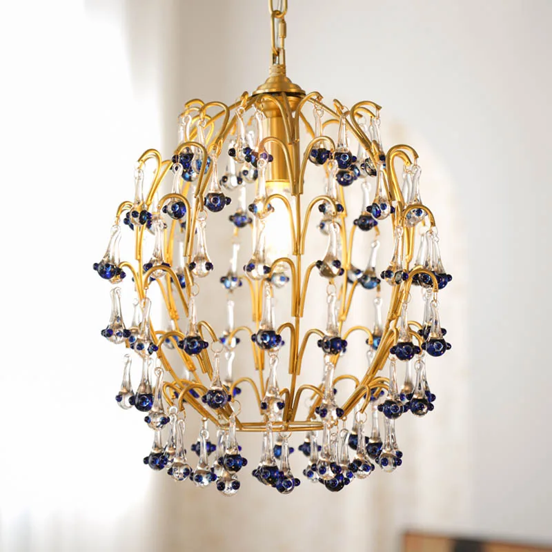 

Italian brass glass retro small chandelier, home restaurant bar, bedroom bedside single head cloakroom lamp