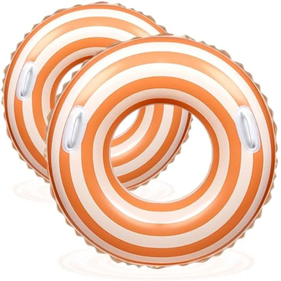 

Большие надувные плавательные круги в полоску для взрослых, 2 штуки, с ручками, для вечеринок у бассейна