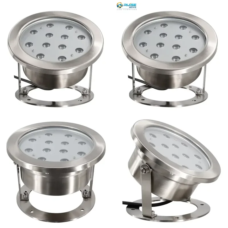 RGB 36W 304 Stainless Steel IP68 Rated LED Underwater Light with 12V/24V Compatibility and 2-Year Warranty