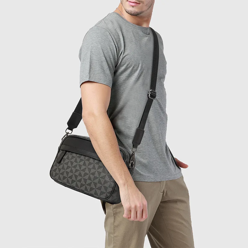 Bolso cruzado de moda para hombre, bolso de mensajero múltiple versátil, bolso de hombro informal