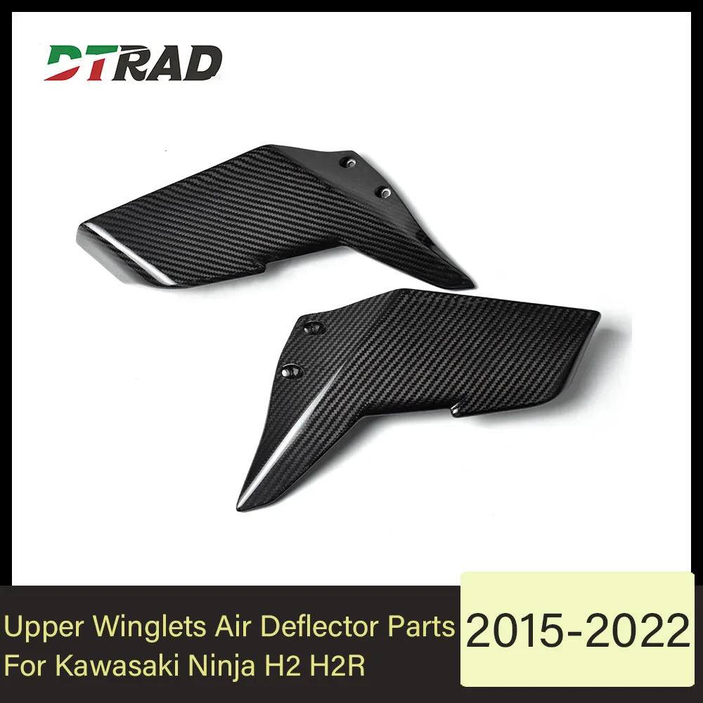

For Kawasaki Ninja H2 H2R 2015-2022 100% Carbon Fiber Upper Winglets Air Deflector Parts Fixed Wings Motorcycle Accessories
