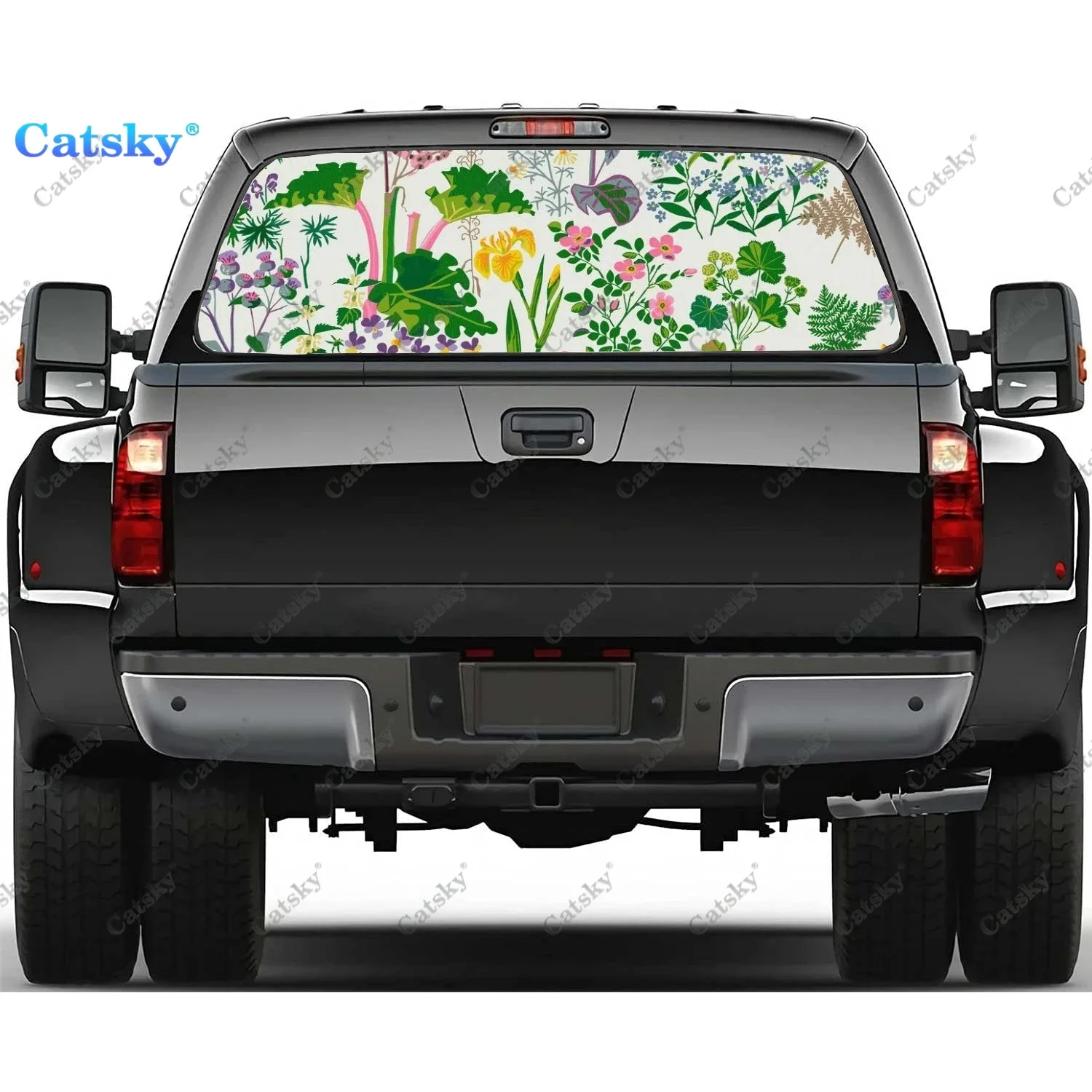 

Green Lotus Flower Print Car Rear Window Sticker Windshield Decal Truck Rear Window Decal Universal Perforated Vinyl Graphic
