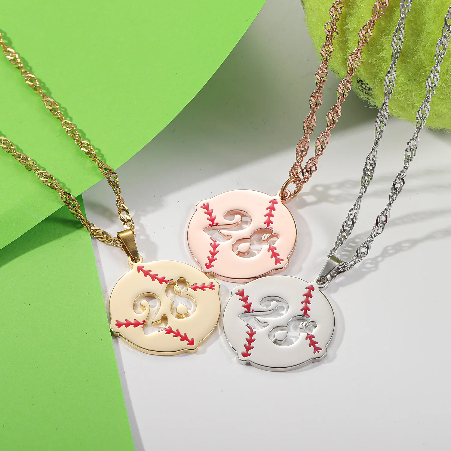 Custom Baseball Number Necklace Personalized Engraved Ball - Shaped Pendant Gold Plated Chain Jewelry Sports Themed Necklaces