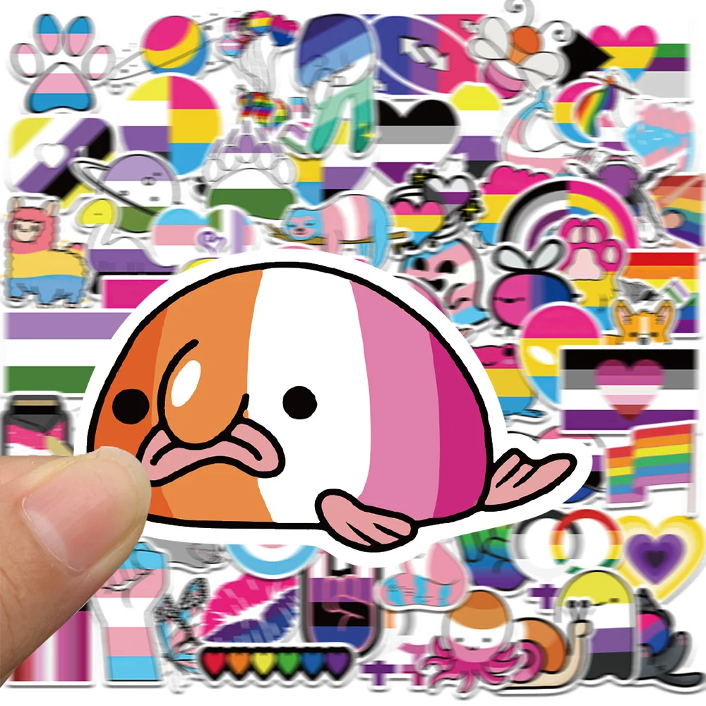 50/100pcs Cartoon Pride Stickers Rainbow Sticker Colorful Waterproof PVC Decals for Water Bottle Laptop Motor Phone