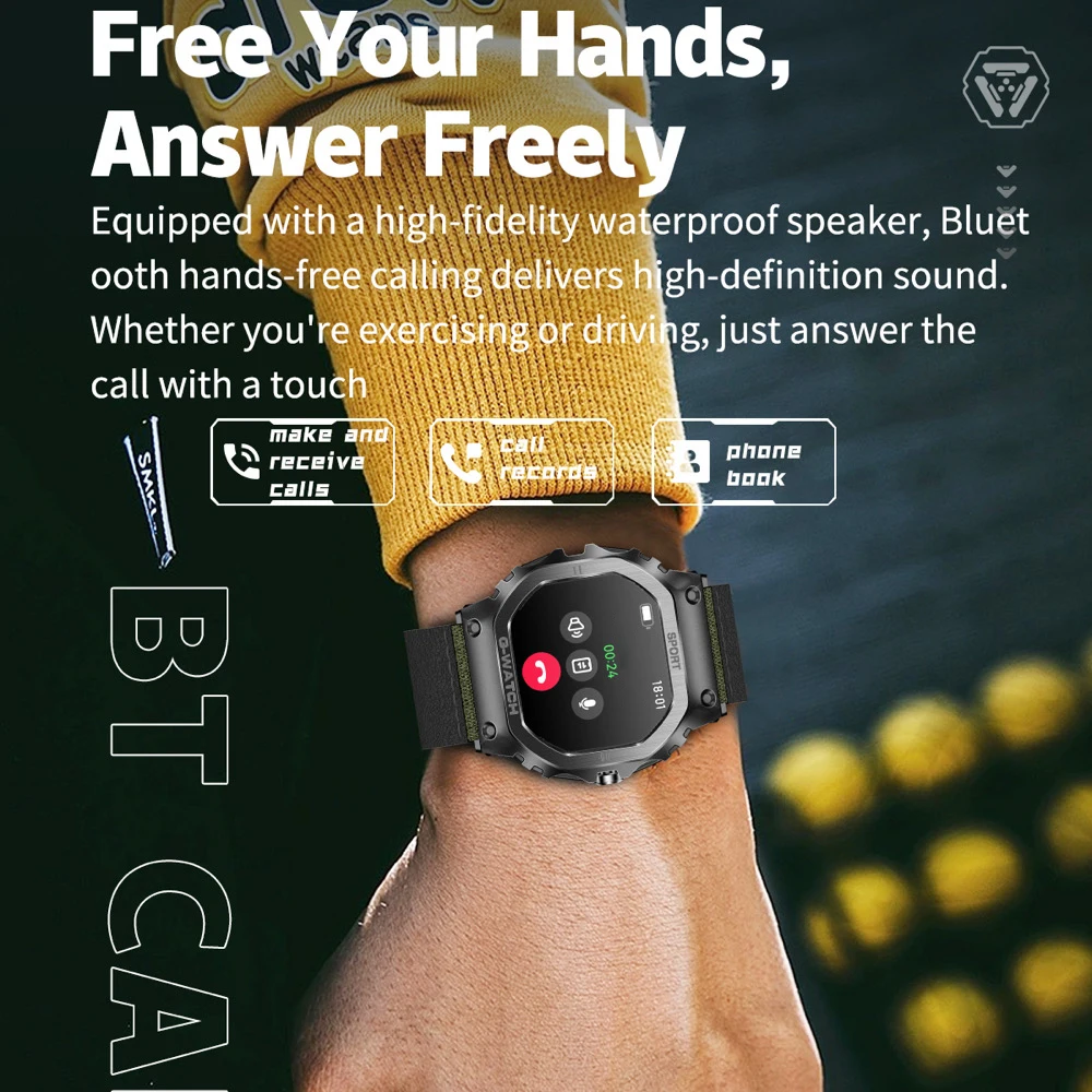 Умные часы для улицы, спортивные мужские умные часы с синим зубом, водонепроницаемые, 128 м, память, музыка, монитор здоровья сна, напоминание о информации